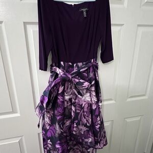 Dress Barn Purple Floral Long Sleeve Dress